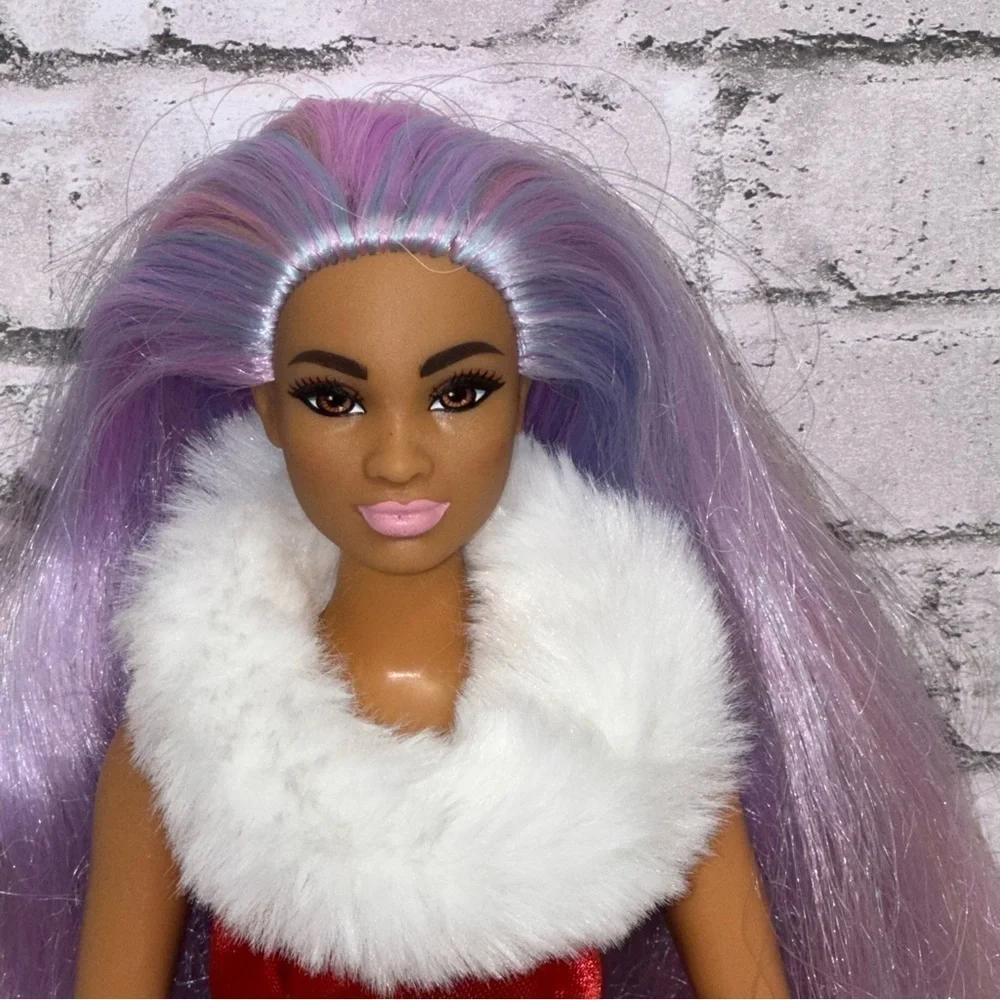 Barbie Fashionista Doll #136 GHW32 Curvy Long Purple Pink Blonde Hair Restyled